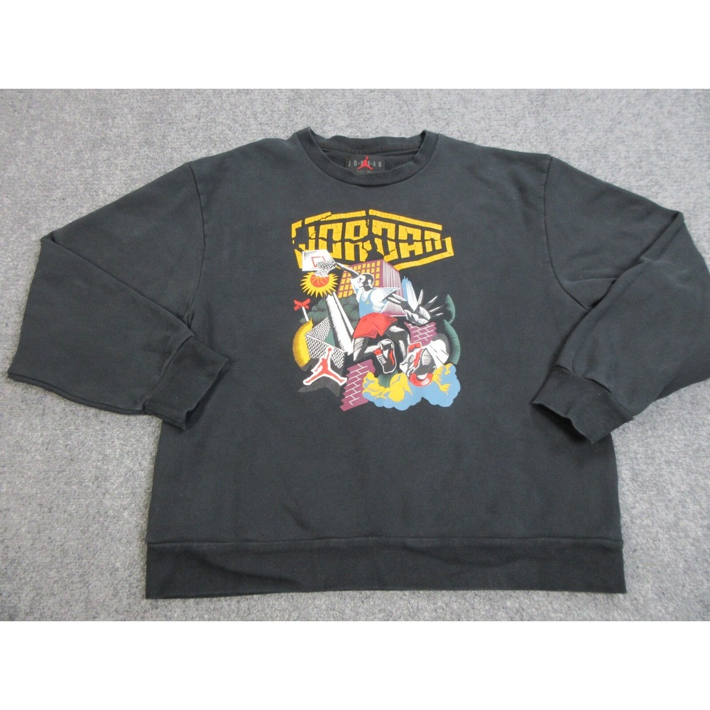 Nike Air Jordan Sweater Mens Large Black Sport DNA Fleece Jumpman Sweatshirt